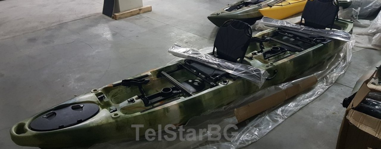 Професионален двуместен SIT-ON-TOP риболовен каяк с двойна педална система ROMANCE